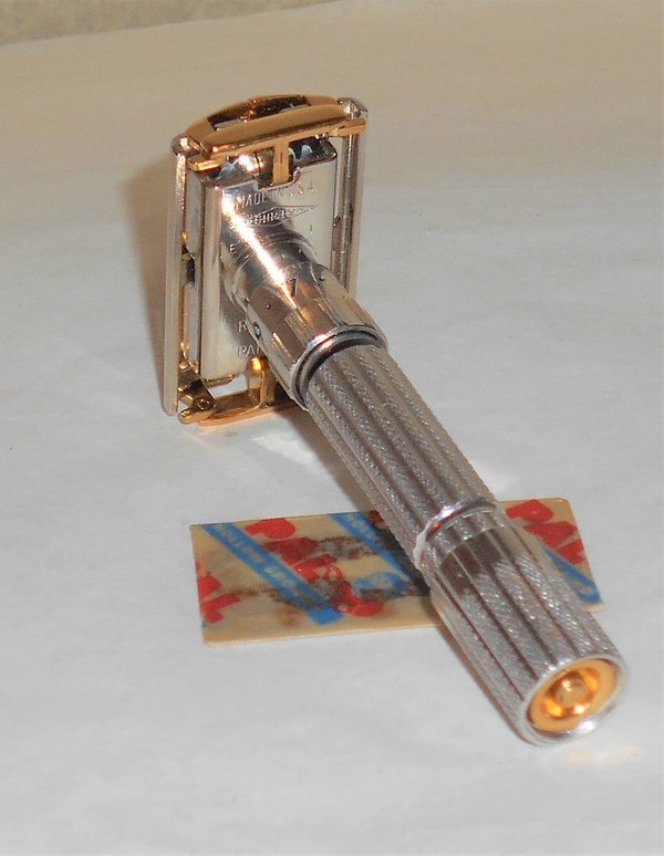 1959 Gillette Razor Twist to Open Replated Rhodium Gold E1–RG23 (8).JPG