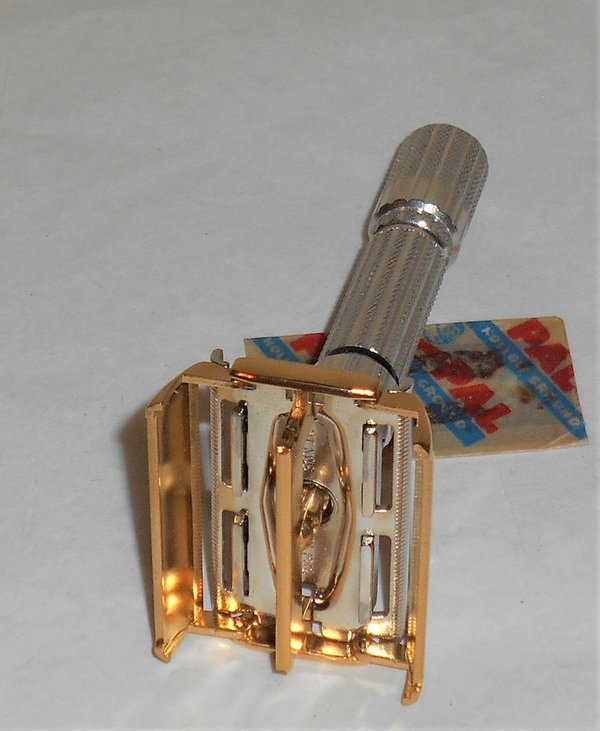 1959 Gillette Razor Twist to Open Replated Rhodium Gold E1–RG23 (34).JPG