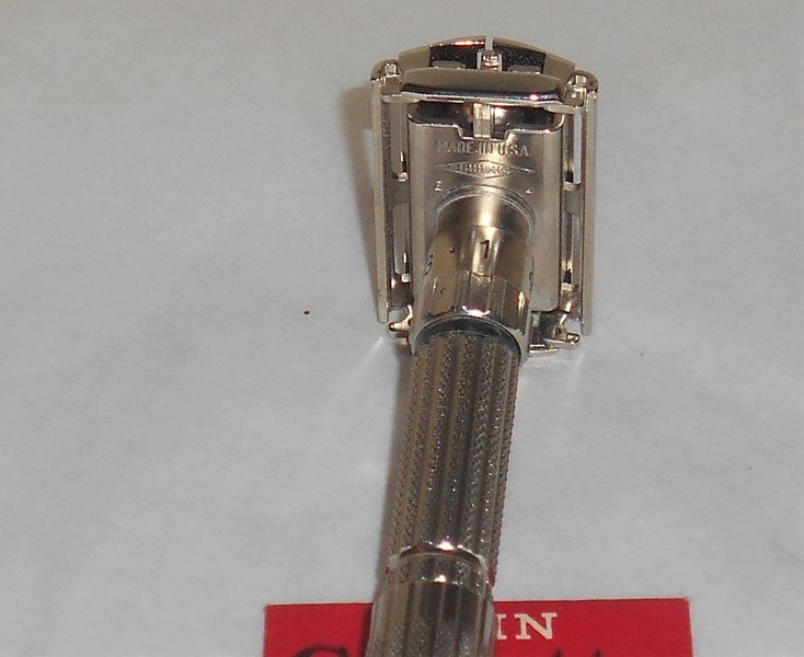 Gillette Fat Boy Razor 1959 TTO Refurbished Replated Mirror Nickel E4–JX (12).JPG