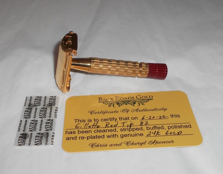 1956 Gillette Red Tip Refurbished RePlated Rhodium Razor B2–1B1 (6).JPG