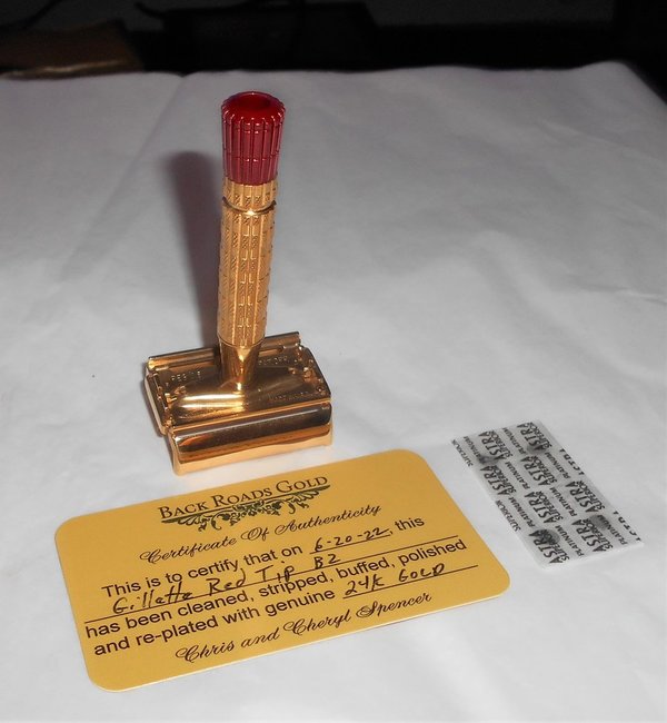 1956 Gillette Red Tip Refurbished RePlated Rhodium Razor B2–1B1 (37).JPG