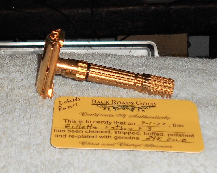 Gillette Fat Boy Razor 1960 Adjustable Refurbished Replated 24 Karat Gold F3–F39 (6).JPG Gillette Fat Boy Razor 1960 Adjustable Refurbished Replated 24 Karat Gold F3–F39 (6).JPG