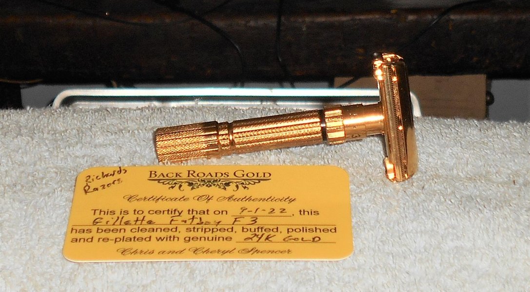 Gillette Fat Boy Razor 1960 Adjustable Refurbished Replated 24 Karat Gold F3–F39 (13).JPG Gillette Fat Boy Razor 1960 Adjustable Refurbished Replated 24 Karat Gold F3–F39 (13).JPG