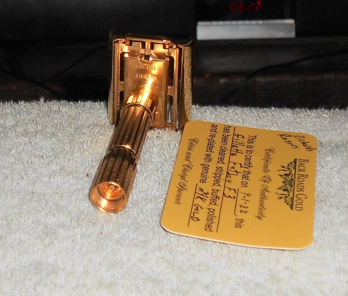 Gillette Fat Boy Razor 1960 Adjustable Refurbished Replated 24 Karat Gold F3–F39 (18).JPG Gillette Fat Boy Razor 1960 Adjustable Refurbished Replated 24 Karat Gold F3–F39 (18).JPG
