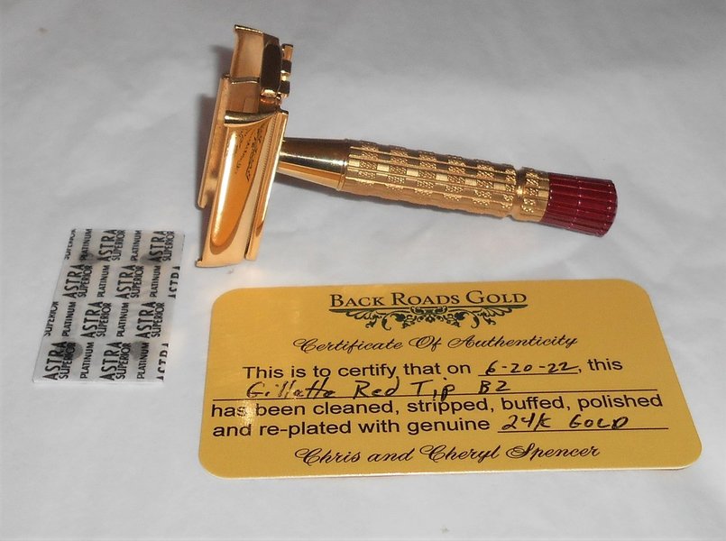 Gillette Red Tip 1956 Refurbished RePlated 24 Karat Gold Razor B2–1B1 (18).JPG Gillette Red Tip 1956 Refurbished RePlated 24 Karat Gold Razor B2–1B1 (18).JPG