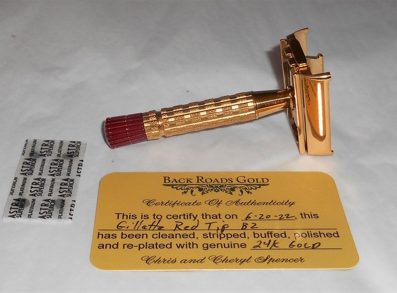 Gillette Red Tip 1956 Refurbished RePlated 24 Karat Gold Razor B2–1B1 (23).JPG Gillette Red Tip 1956 Refurbished RePlated 24 Karat Gold Razor B2–1B1 (23).JPG