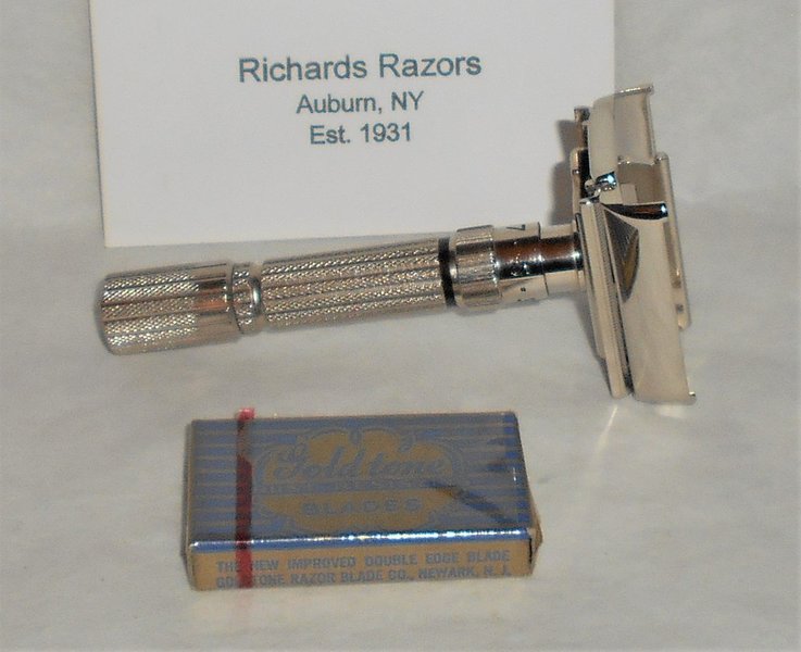 Gillette 1959 Fat BoyRazor TTO Refurbished Replated Mirror Nickel E–3 (22).JPG