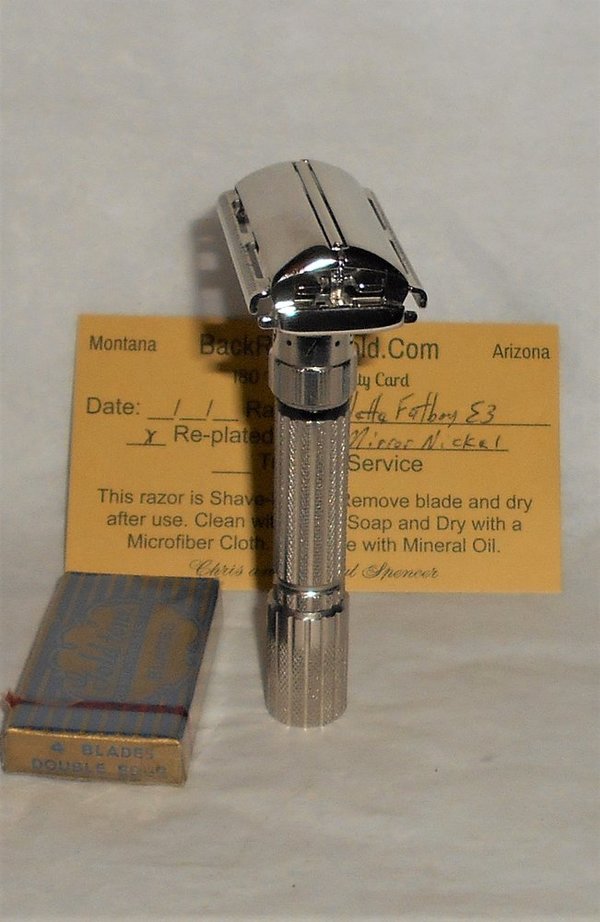Gillette 1959 Fat BoyRazor TTO Refurbished Replated Mirror Nickel E–3 (47).JPG