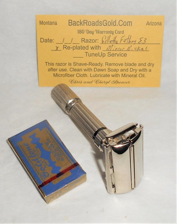 Gillette 1959 Fat BoyRazor TTO Refurbished Replated Mirror Nickel E–3 (61).JPG
