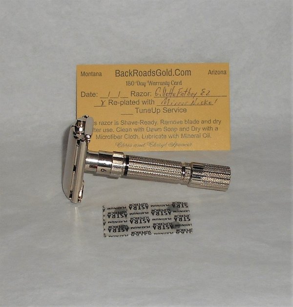 Vintage Gillette Fat Boy Razor Adjustable Refurbished Replated Mirror Nickel E–3 (10).JPG