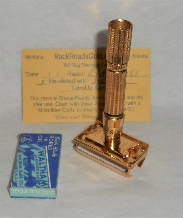 Gillette Fat Boy Razor 1959 Adjustable Refurbished Replated 24 Karat Gold E–1 (45).JPG
