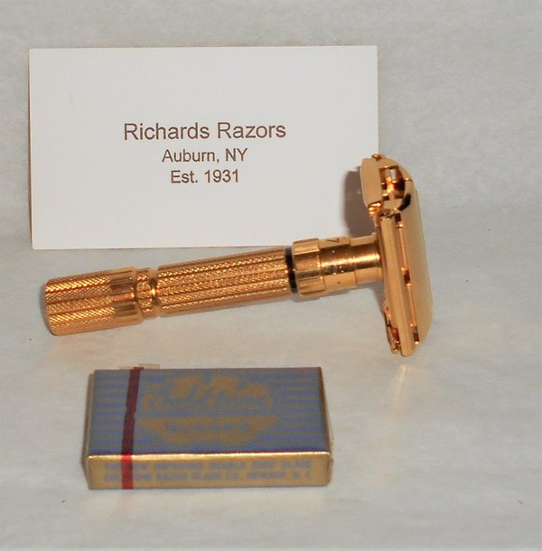 Gillette Fat Boy Razor TTO Adjustable Refurbished Replated 24 Karat Gold G–2 (16).JPG