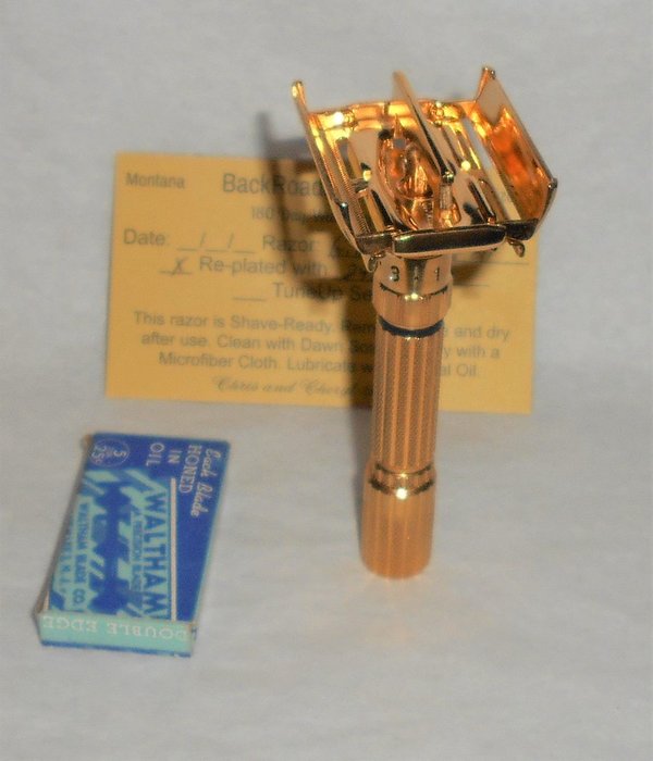 Gillette Fat Boy Razor 1959 Adjustable Refurbished Replated 24 Karat Gold E–1 (49).JPG