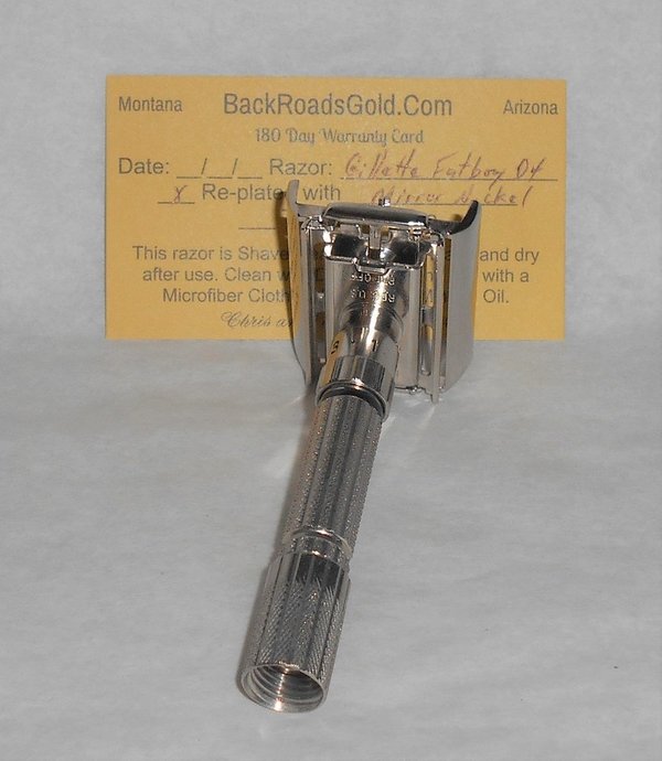 Gillette 1958 Fat Boy Razor Adjustable TTO Refurbished Replated Mirror Nickel D4–87X (28).JPG