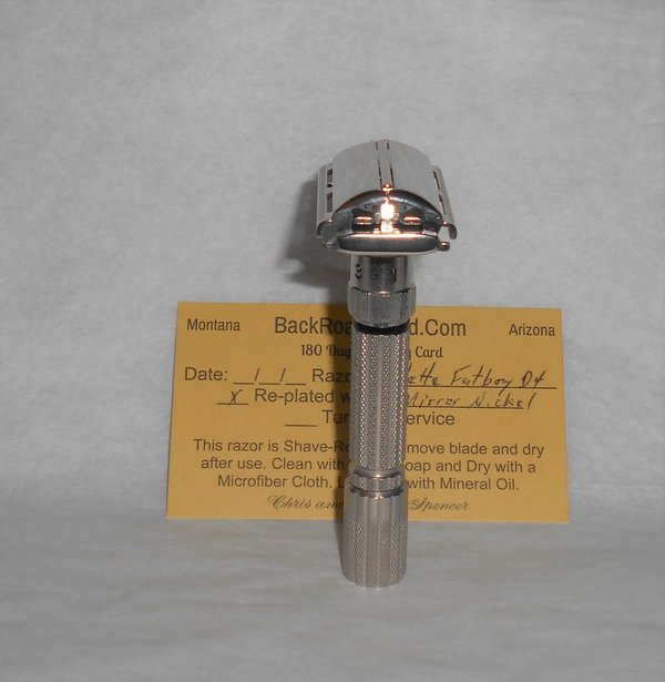 Gillette 1958 Fat Boy Razor Adjustable TTO Refurbished Replated Mirror Nickel D4–87X (68).JPG
