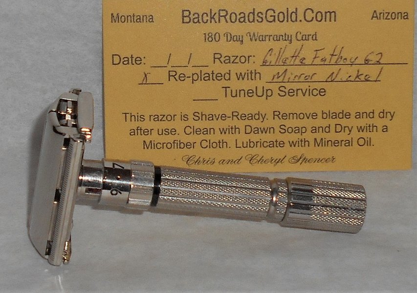 Gillette Fat Boy Razor 1961 TTO Refurbished RePlated Mirror Nickel G2–A17 (12).JPG
