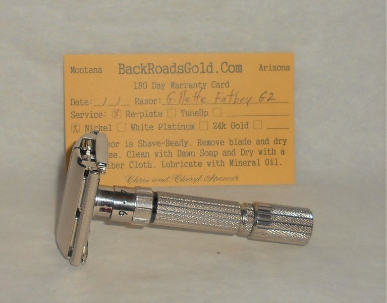 Gillette 1961 Fat Boy Razor Adjustable TTO Refurbished Replated Mirror Nickel G2 (8).JPG