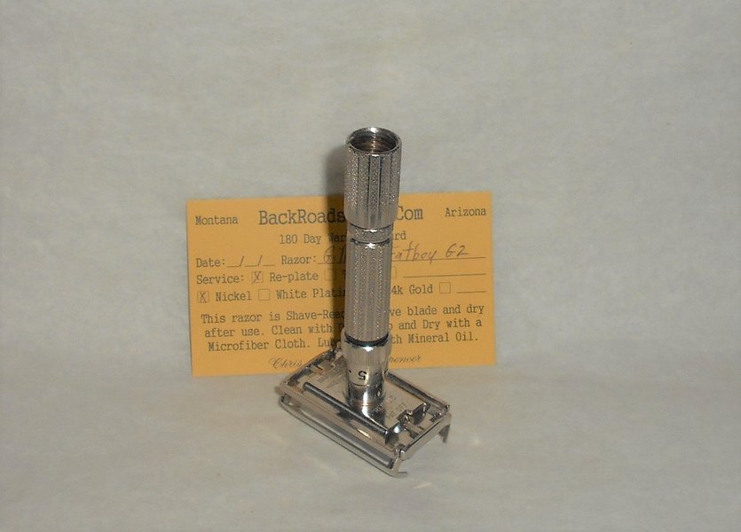 Gillette 1961 Fat Boy Razor Adjustable TTO Refurbished Replated Mirror Nickel G2 (49).JPG