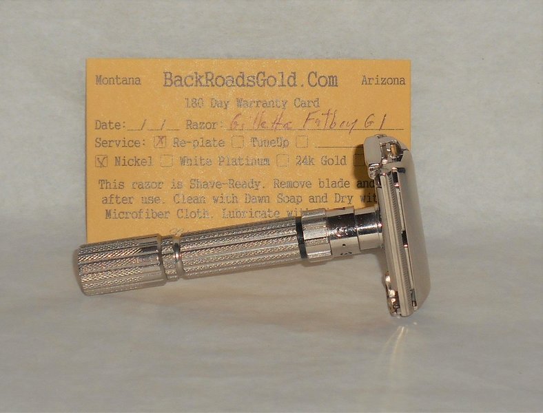 Gillette Fat Boy Razor 1961 TTO Refurbished Replated Mirror Nickel G1–G9 (7).JPG Gillette Fat Boy Razor 1961 TTO Refurbished Replated Mirror Nickel G1–G9 (7).JPG