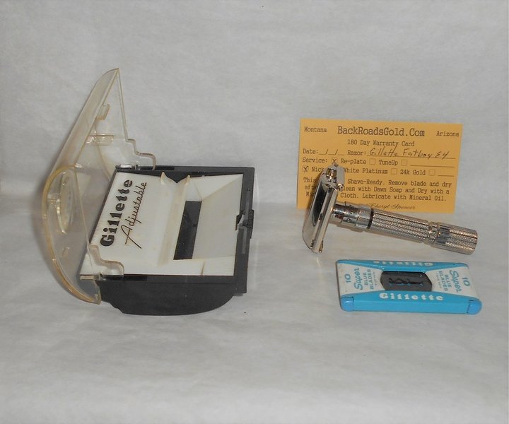 Gillette 1959 Fat Boy Razor W Case Blades Refurbished Replated Mirror Nickel E4–0X (26).JPG Gillette 1959 Fat Boy Razor W Case Blades Refurbished Replated Mirror Nickel E4–0X (26).JPG
