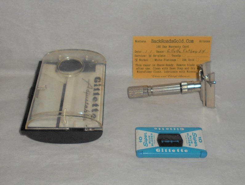 Gillette 1959 Fat Boy Razor W Case Blades Refurbished Replated Mirror Nickel E4–0X (49).JPG Gillette 1959 Fat Boy Razor W Case Blades Refurbished Replated Mirror Nickel E4–0X (49).JPG