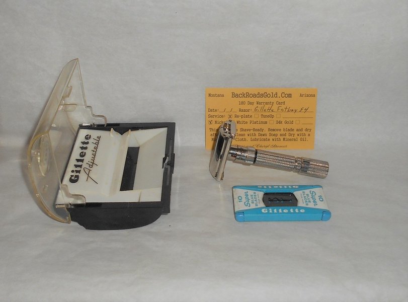 Gillette 1959 Fat Boy Razor W Case Blades Refurbished Replated Mirror Nickel E4–0X (27).JPG Gillette 1959 Fat Boy Razor W Case Blades Refurbished Replated Mirror Nickel E4–0X (27).JPG