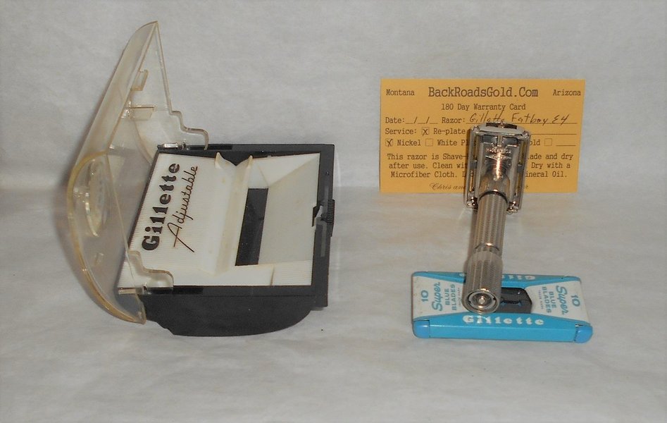 Gillette 1959 Fat Boy Razor W Case Blades Refurbished Replated Mirror Nickel E4–0X (33).JPG Gillette 1959 Fat Boy Razor W Case Blades Refurbished Replated Mirror Nickel E4–0X (33).JPG