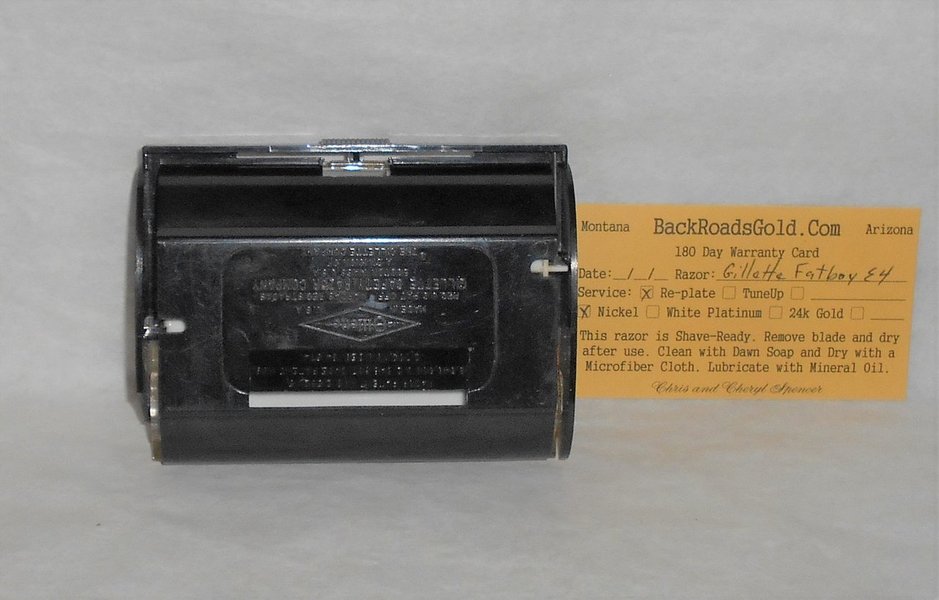 Gillette 1959 Fat Boy Razor W Case Blades Refurbished Replated Mirror Nickel E4–0X (93).JPG Gillette 1959 Fat Boy Razor W Case Blades Refurbished Replated Mirror Nickel E4–0X (93).JPG