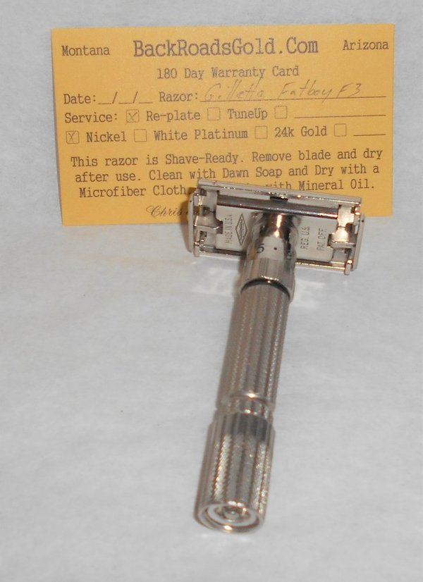 Gillette Fat Boy Razor 1960 TTO Adjustable Refurbished Replated Mirror Nickel F3–72 (69).JPG Gillette Fat Boy Razor 1960 TTO Adjustable Refurbished Replated Mirror Nickel F3–72 (69).JPG