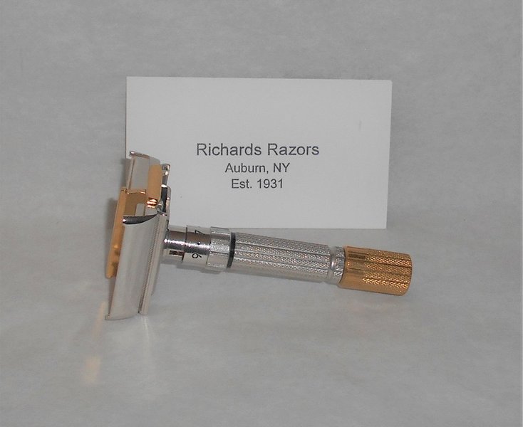 Gillette Fat Boy Razor E3 1959 Refurbished Replated White Platinum Gold (23).JPG