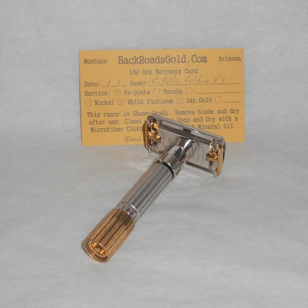 Gillette Fat Boy Razor E3 1959 Refurbished Replated White Platinum Gold (62).JPG