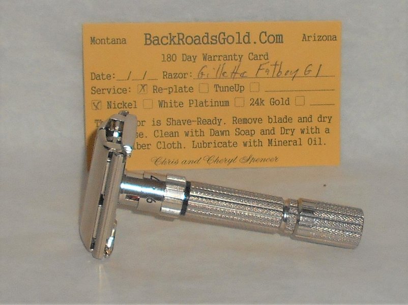 Gillette Fat Boy Razor 1961 TTO Refurbished Replated Mirror Nickel G1–G9 (2).JPG Gillette Fat Boy Razor 1961 TTO Refurbished Replated Mirror Nickel G1–G9 (2).JPG