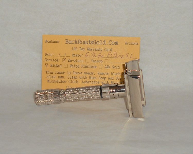 Gillette Fat Boy Razor 1961 TTO Refurbished Replated Mirror Nickel G1–G9 (23).JPG Gillette Fat Boy Razor 1961 TTO Refurbished Replated Mirror Nickel G1–G9 (23).JPG