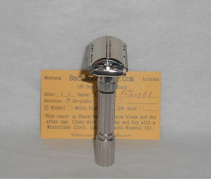 Gillette Fat Boy Razor 1961 TTO Refurbished Replated Mirror Nickel G1–G9 (51).JPG Gillette Fat Boy Razor 1961 TTO Refurbished Replated Mirror Nickel G1–G9 (51).JPG