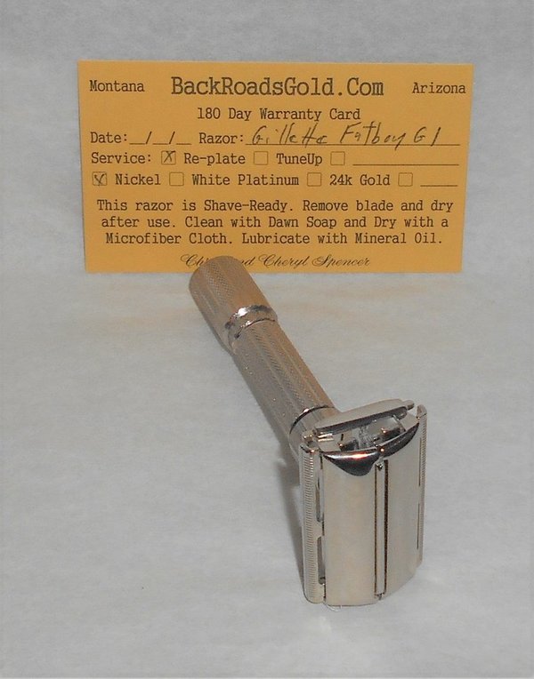 Gillette Fat Boy Razor 1961 TTO Refurbished Replated Mirror Nickel G1–G9 (70).JPG Gillette Fat Boy Razor 1961 TTO Refurbished Replated Mirror Nickel G1–G9 (70).JPG