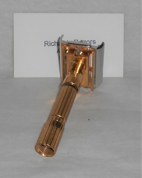 Gillette 1959 Fat Boy Razor E1 Refurbished Replated 24 Karat Gold WhitePlatinum E1–47B (22).JPG