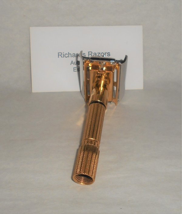 Gillette Fat Boy Razor 1959 TTO Adjustable Refurbished Replated 24 Karat Gold White Platinum (...JPG Gillette Fat Boy Razor 1959 TTO Adjustable Refurbished Replated 24 Karat Gold White Platinum (...JPG