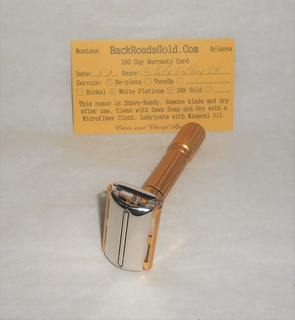 Gillette Fat Boy Razor 1959 TTO Adjustable Refurbished Replated 24 Karat Gold White Platinum (2).JPG