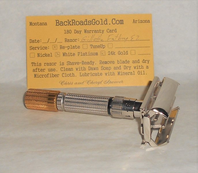 Gillette 1959 Fat Boy Razor TTO Adjustable Refurbished Replated 24 Karat Gold White Platinum E...JPG Gillette 1959 Fat Boy Razor TTO Adjustable Refurbished Replated 24 Karat Gold White Platinum E...JPG