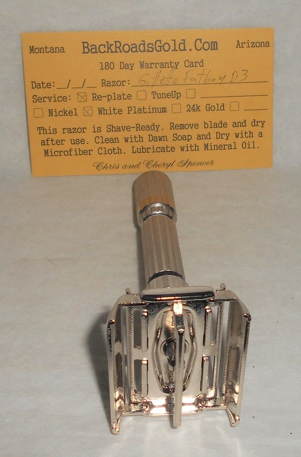 Gillette 1958 Fat Boy Razor Adjustable Refurbished Replated White Platinum D3–18 (34).JPG Gillette 1958 Fat Boy Razor Adjustable Refurbished Replated White Platinum D3–18 (34).JPG