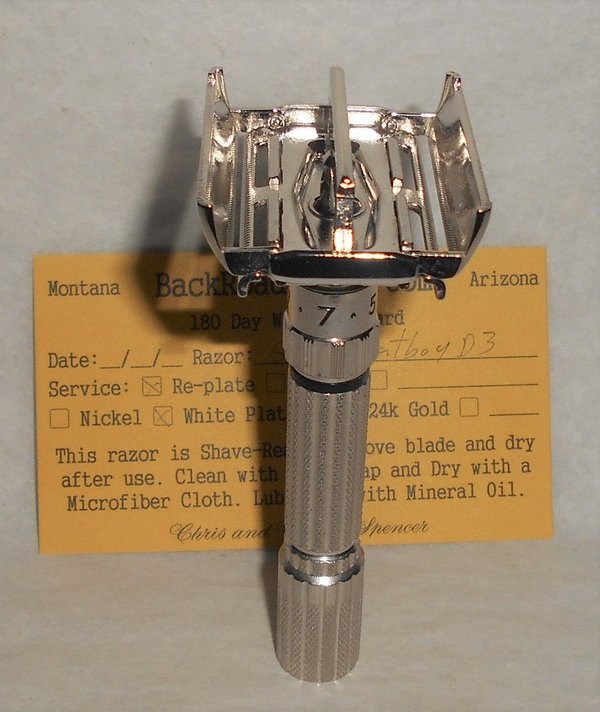 Gillette 1958 Fat Boy Razor Adjustable Refurbished Replated White Platinum D3–18 (51).JPG Gillette 1958 Fat Boy Razor Adjustable Refurbished Replated White Platinum D3–18 (51).JPG