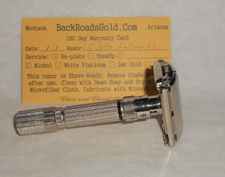 Gillette Fat Boy Razor TTO Adjustable Refurbished Replated Mirror Nickel E2–37 (12).JPG Gillette Fat Boy Razor TTO Adjustable Refurbished Replated Mirror Nickel E2–37 (12).JPG