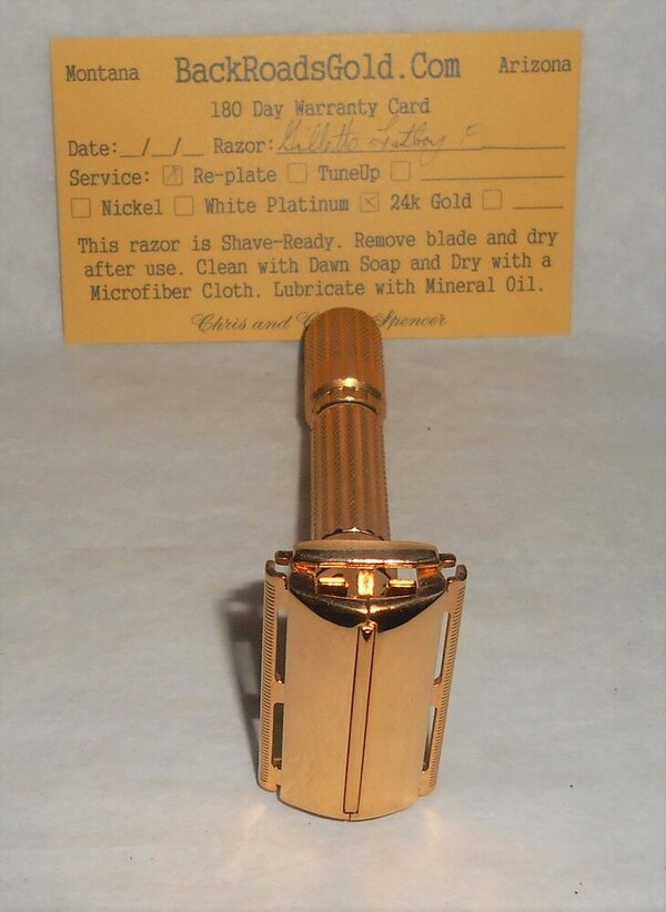 Gillette Fat Boy Razor 1960 Adjustable Refurbished Replated 24 Karat Gold F3–18 (3).JPG
