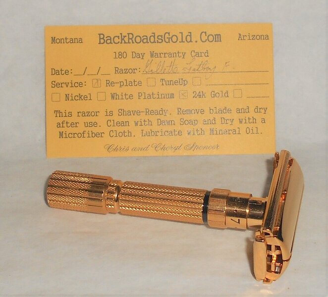 Gillette Fat Boy Razor 1960 Adjustable Refurbished Replated 24 Karat Gold F3–18 (23).JPG