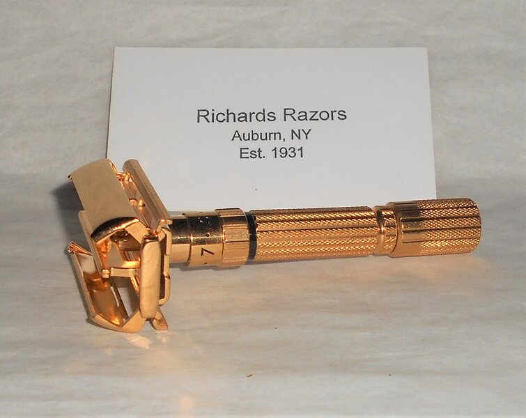 Gillette Fat Boy Razor 1960 Adjustable Refurbished Replated 24 Karat Gold F3–18 (37).JPG
