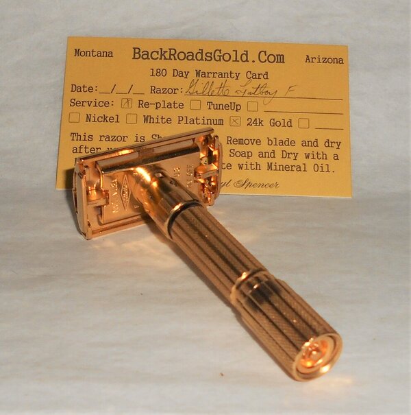 Gillette Fat Boy Razor 1960 Adjustable Refurbished Replated 24 Karat Gold F3–18 (93).JPG
