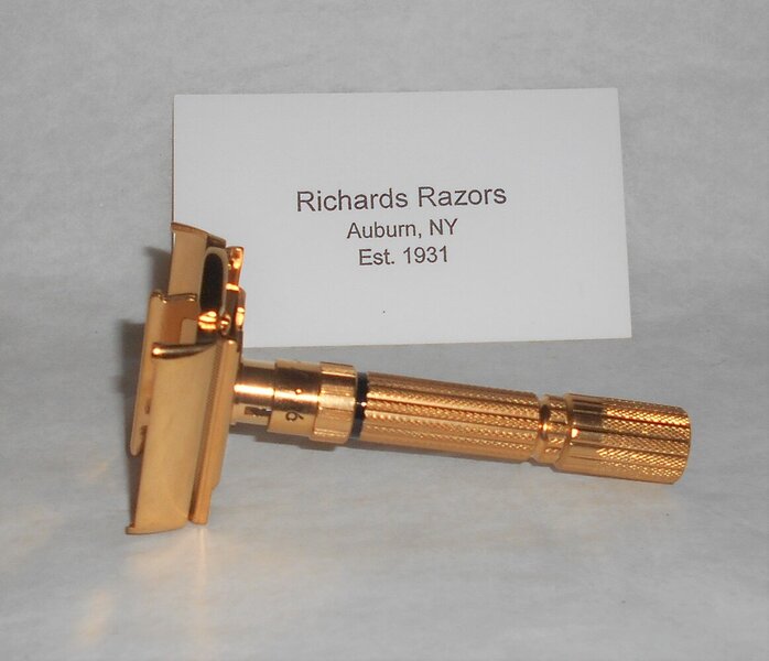 Gillette Fat Boy Razor 1960 Adjustable Refurbished Replated 24 Karat Gold F3–18 (28).JPG