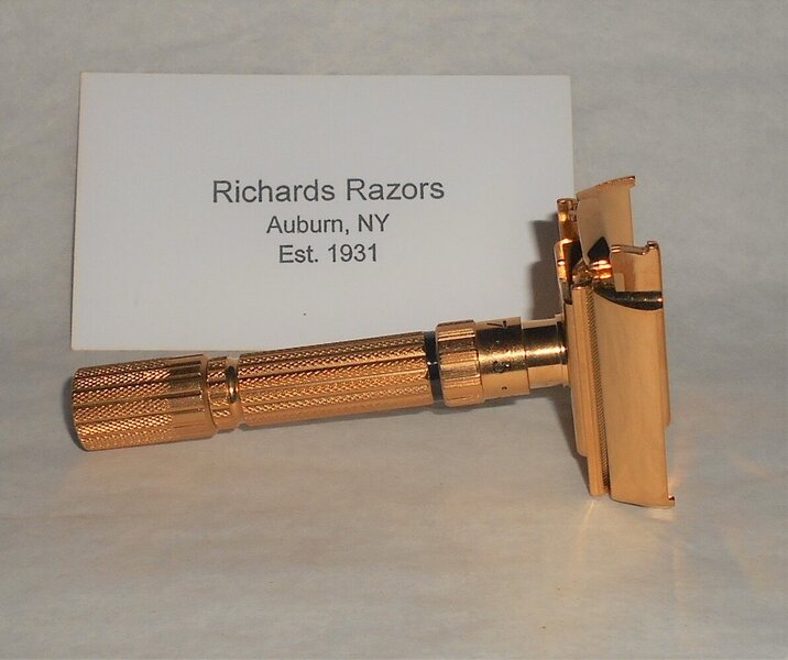 Gillette Fat Boy Razor 1960 Adjustable Refurbished Replated 24 Karat Gold F3–18 (33).JPG