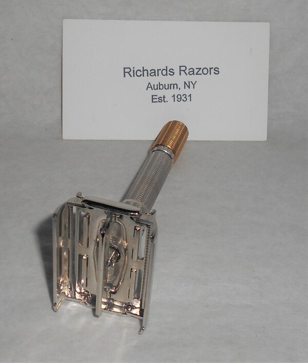 Gillette Superslim Adjustable Razor Refurbished Replated 24 Karat Gold White Platinum H2–47 (29).JPG