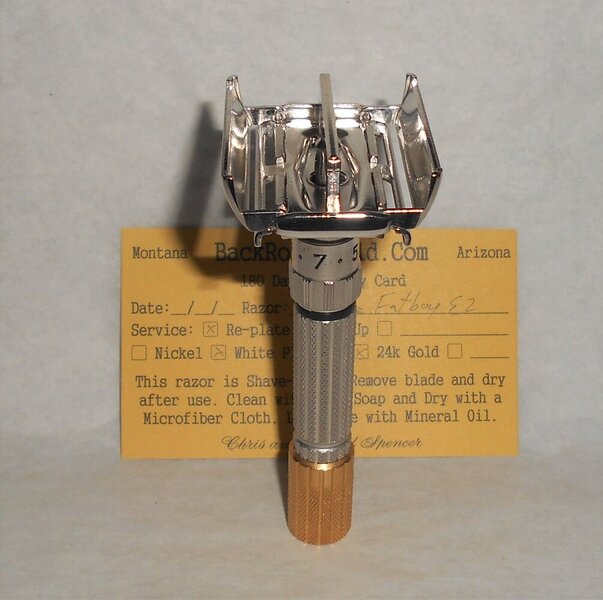 Gillette 1959 Fat Boy Razor TTO Adjustable Refurbished Replated 24 Karat Gold White Platinum E...JPG Gillette 1959 Fat Boy Razor TTO Adjustable Refurbished Replated 24 Karat Gold White Platinum E...JPG
